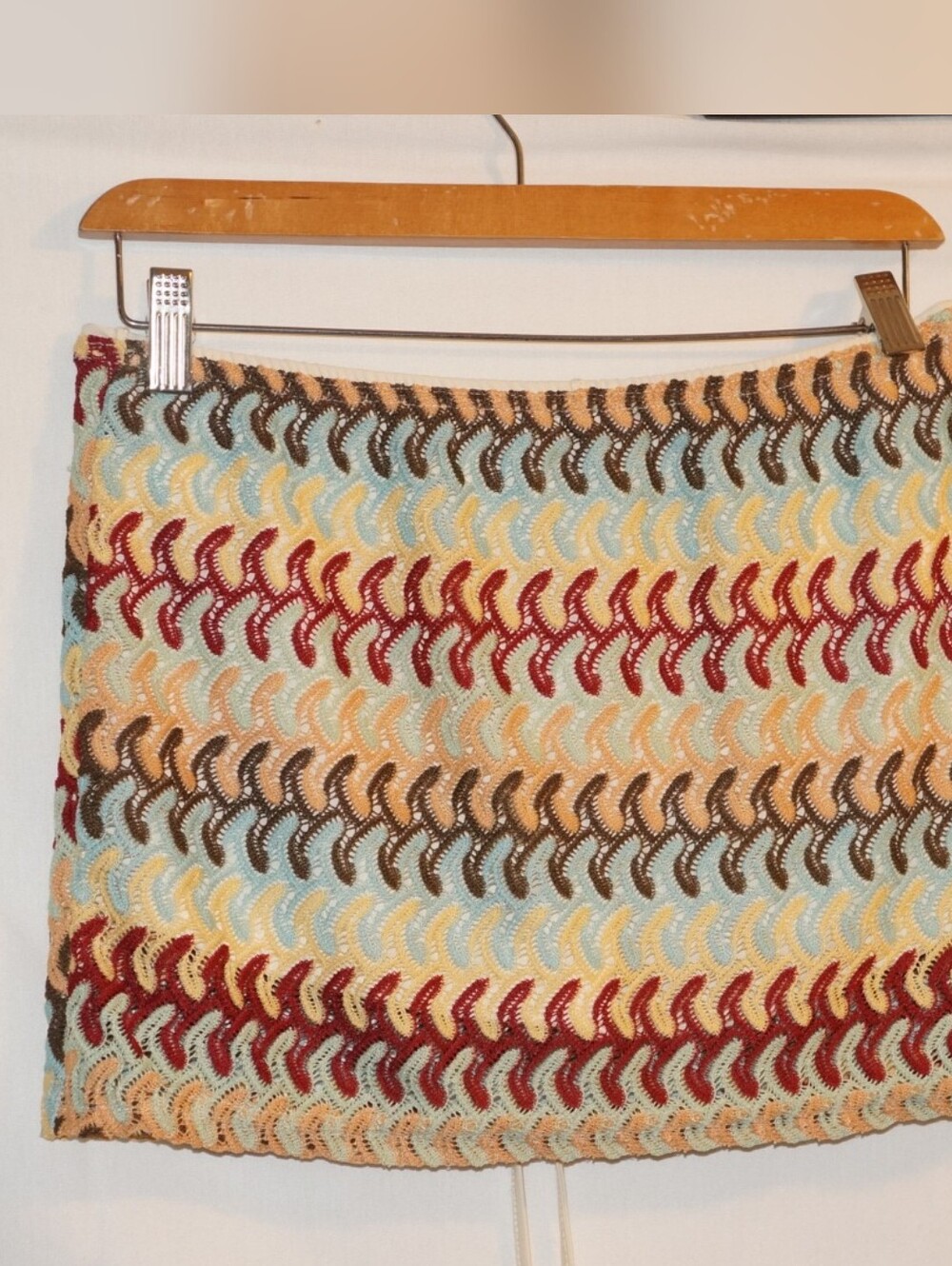 Crochet Drawstring Mini Skirt Yellow Orange Size 6 - Picture 6 of 9